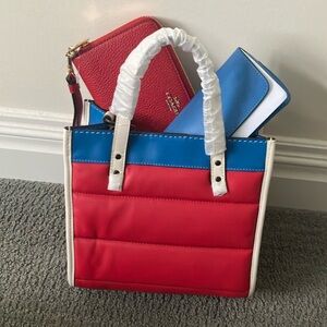 NWT! Coach quilted color block field 22 mini bag 3 set